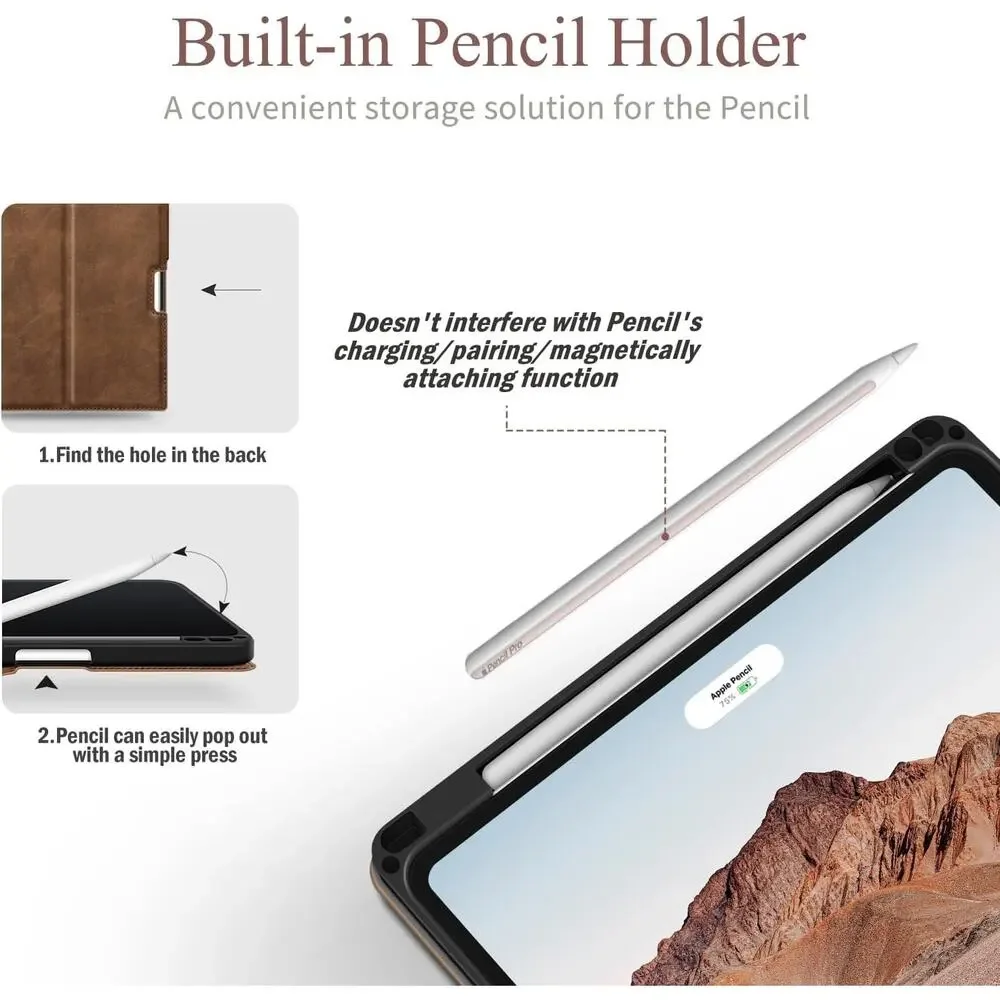 Antbox For IPad Pro 11 Inch Case M5 2025/M4 2024, Premium Vegan Leather, Support
